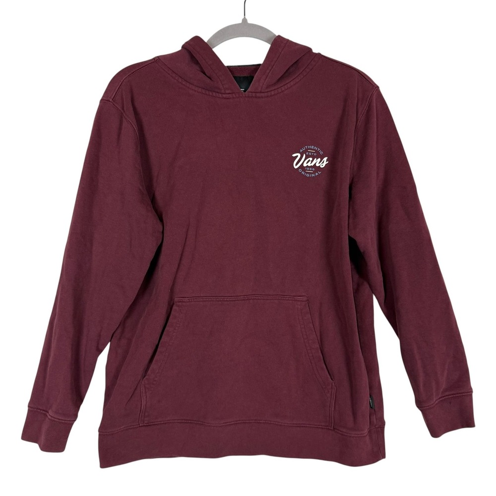 Vans Hoodie Mens XL Red Pullover Fleece Logo Graphic Kangaroo Pocket Skate